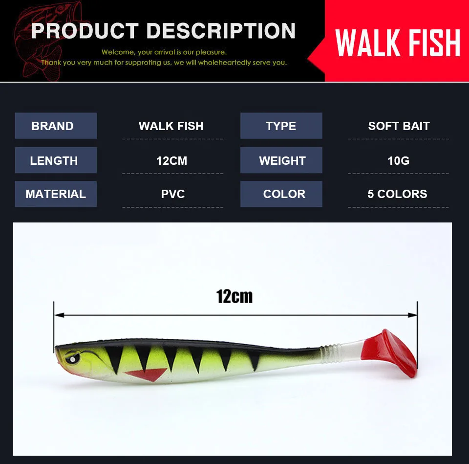 WALK FISH LUKA, 1 шт., 3D Мягкая приманка SWIN для рыбалки, 10 г/12 см, Мягкая приманка Shad, силиконовая приманка для ловли окуня, гольян, плавающая приманка, пластиковая приманка