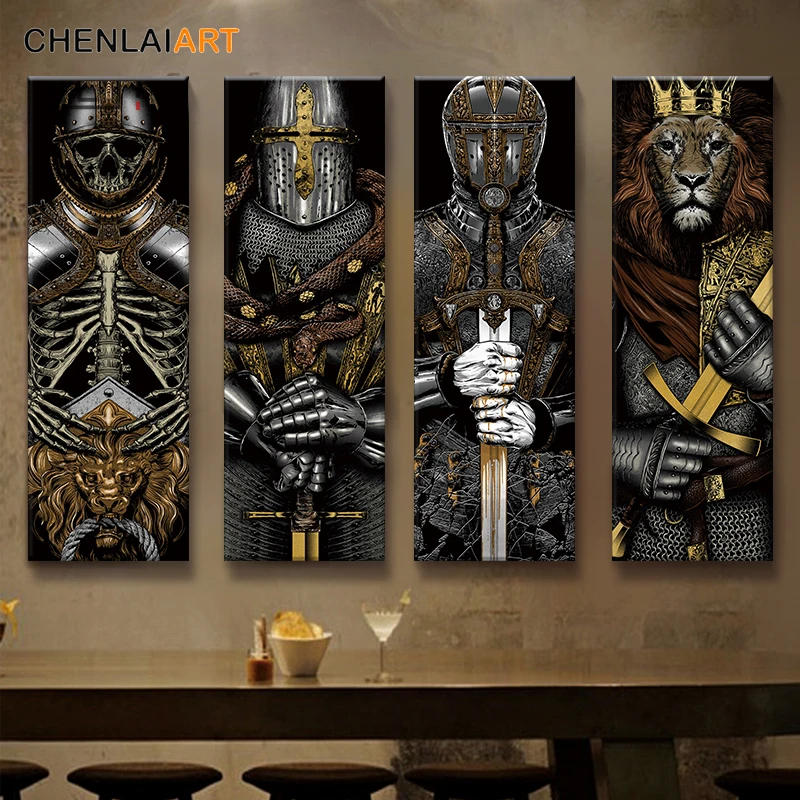 Картина на холсте современное искусство аниме рыцарь воин промышленная картина