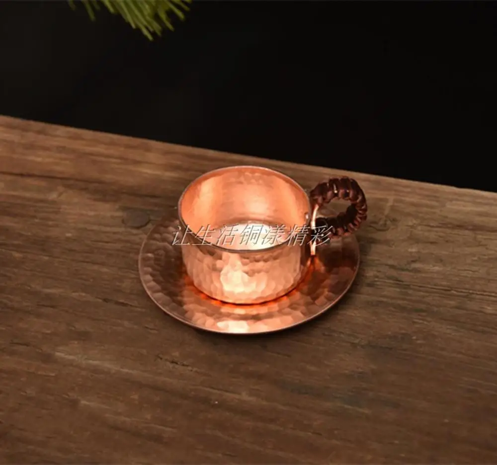 coffee cup FeiC из чистой меди, ручной работы, кофейный чайный сервиз, турецкий греческий арабский кофейник с деревянной ручкой, Кофеварка Ibrik для бариста - Цвет: coffee cup