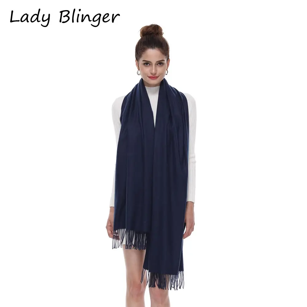 Женский темно синий шарф из искусственного кашемира однотонная элегантная шаль