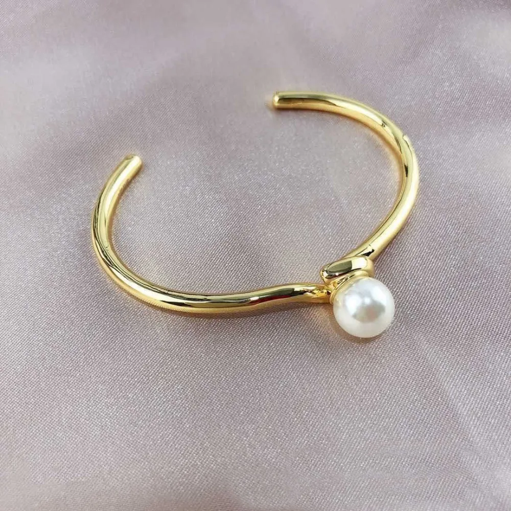 C-образная японский Регулируемый отделкой стразами золотистый браслет Простой