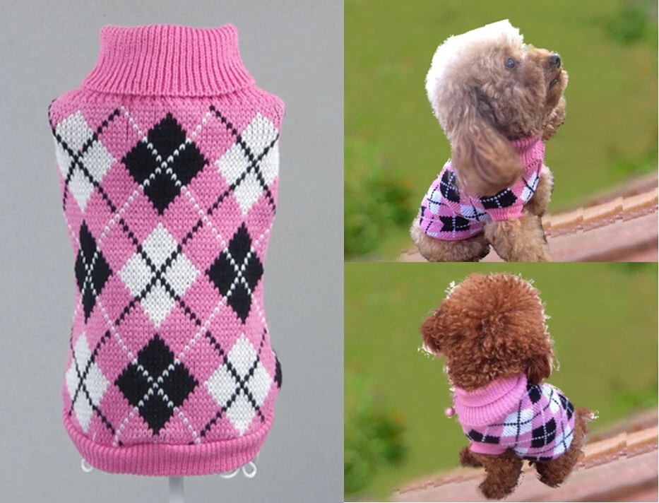 Джемпер в форме алмаза трикотажное пальто для маленьких щенков домашних