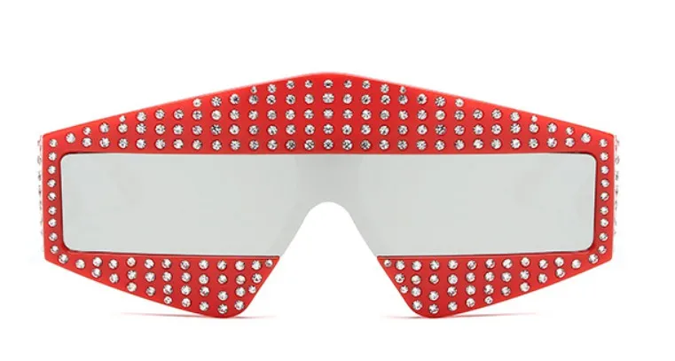 C5 Red silver Подиумные шоу прямоугольные солнцезащитные очки для женщин 400 шт блестящие стразы оправа для мужчин 45495 CCSPACE брендовые роскошные очки Модные оттенки - Цвет линз: C5 Red silver