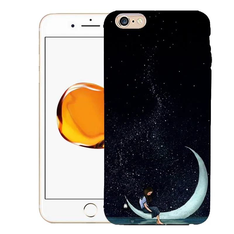 Мягкий черный чехол для телефона iphonex 6 S 5S 7 Plus 8 плюс Луна Защита от солнца