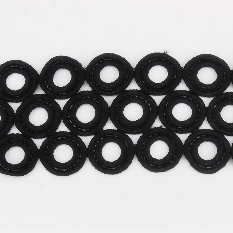 Водорастворимый черный круг вышитые Скрапбукинг кружева ленты Мотив отделка