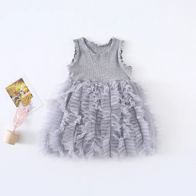 Детское платье Новинка лета 2019 с имитацией двух вязанных топов для девочек