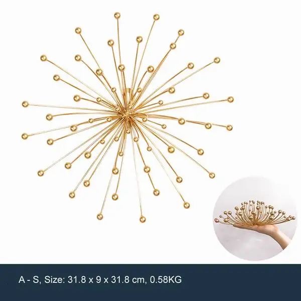 A- S Цвести Аннотация Искусственный Металл Wall Art Home Decor Железный Золотой Стикер Стены Домашнего Декора Комнаты - Цвет: A- S