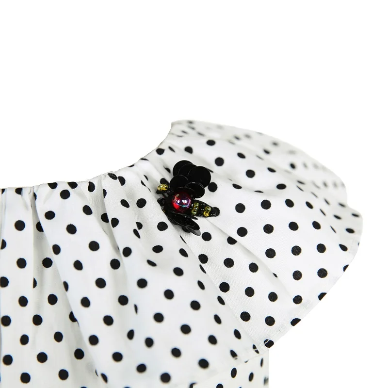 Летние платья для девочек 2019 Брендовое платье принцессы в горошек с принтом