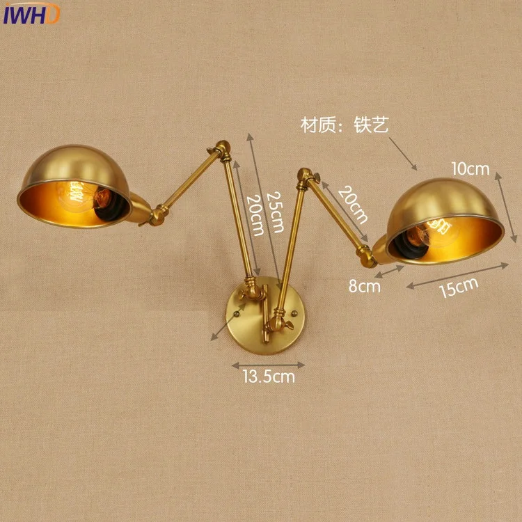 Винтажный настенный светильник в стиле лофт 2 головки домашнее освещение