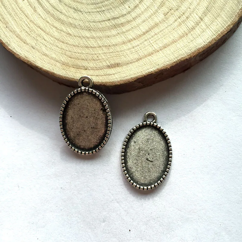 Ожерелье с овальной подвеской 5 шт./лот оправа античная бронза серебряный цвет