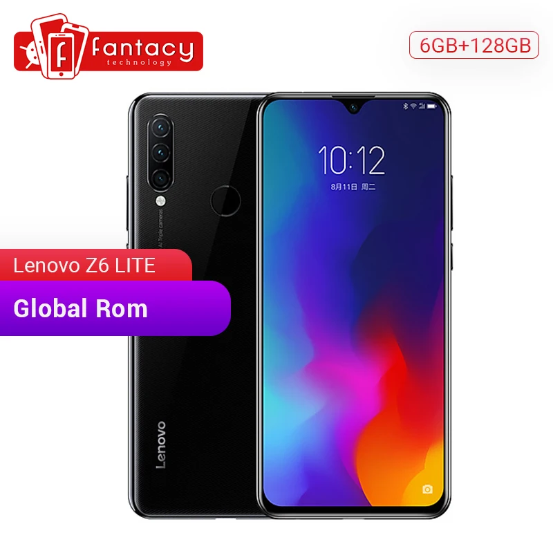 Lenovo Z6 Lite с глобальной прошивкой, 6 ГБ, 128 ГБ, восьмиядерный смартфон Snapdragon 710, экран 6,3 дюйма, тройная камера, Android 9,0