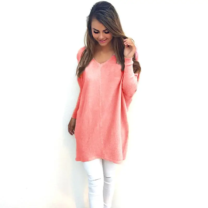 2018 Autumn Winter new Fashion Sweater V-Neck Long-Sleeved Womens Sweaters Pullover Big Size cloth Sueter Mujer | Женская одежда