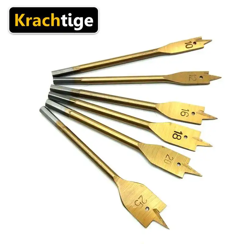 Krachtige 6 шт. титановое сверло с отверстием HSS плоские сверла по дереву DIY