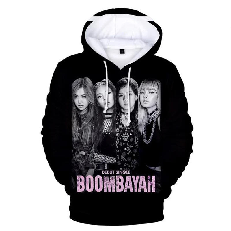 Корейская мода K POP KPOP черный, розовый, черный, черный, розовый альбом Дженни Роза Лиза JISOO 3D печать толстовки для женщин и мужчин Clothes одежда - Цвет: 002