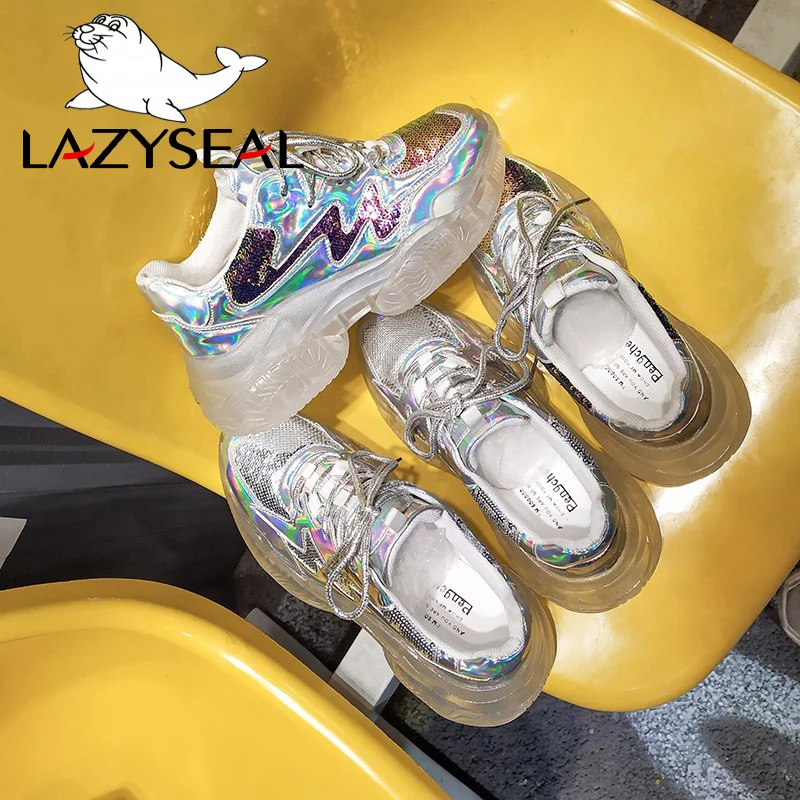 LazySeal/; обувь; женские ботинки; весенняя обувь на шнуровке с прозрачной подошвой; женская обувь на платформе с аппликацией; сетчатые кроссовки для студентов