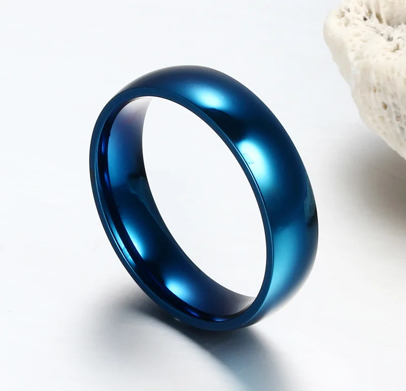 Blue Продвижение Классические обручальные кольца для мужчин/женщин золото/синий/посеребренный металл из нержавеющей стали 6 мм Размер 4-15 - Цвет основного камня: Blue