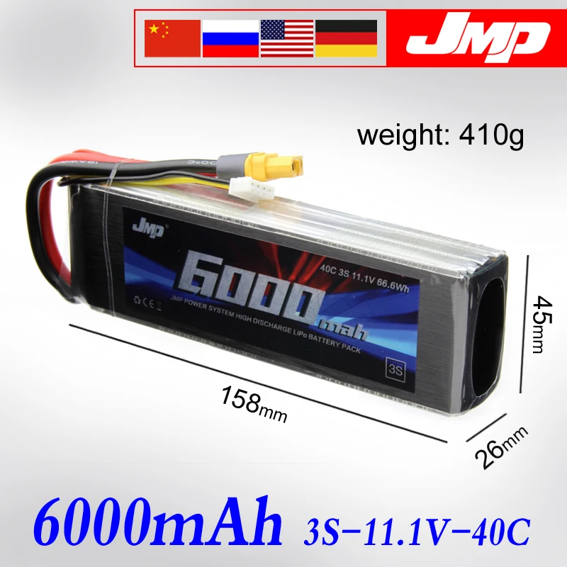 2 шт. JMP Lipo батарея 3S 6000mAh 11 1 V аккумулятор 50C для TRAXXAS X MAXX неограниченная E REVO TR 4|lipo