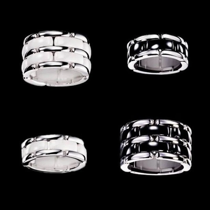 Высококачественное одинарное двойное стильное черно-белое керамическое кольцо