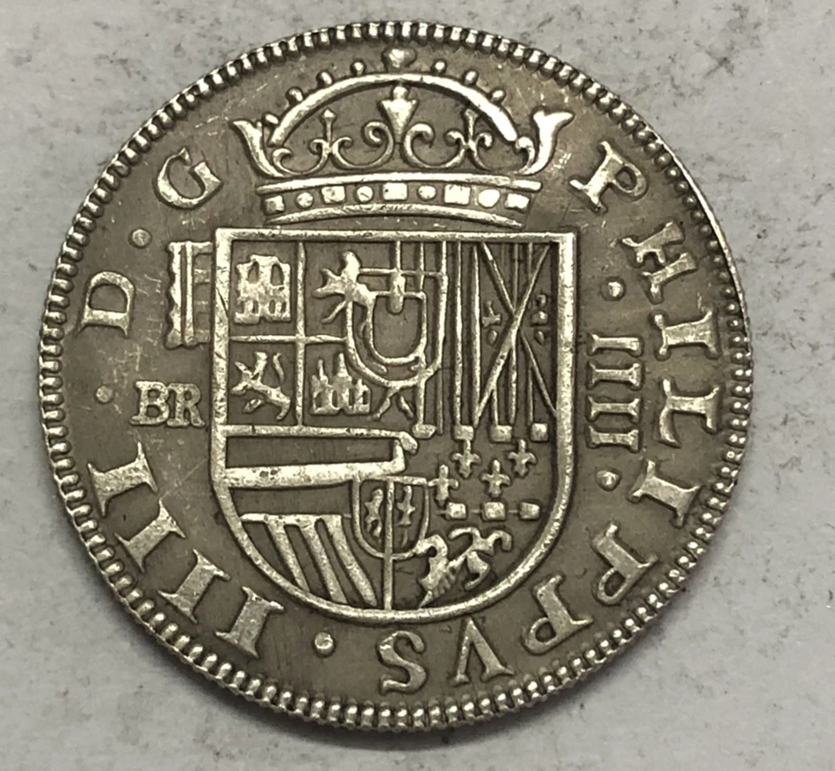 Испания 1660 г. BR 4 reals-Felipe IV копия посеребренной монеты | Дом и сад