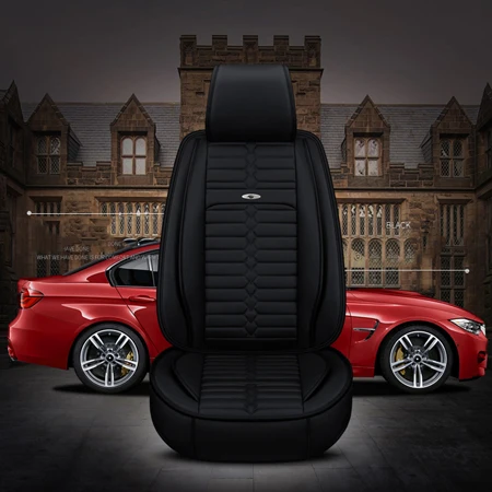 Black standard Роскошный чехол из искусственной кожи Авто Универсальная автомобильная чехлы для сидений автомобильных сидений для любого стиля Toyota Corolla Camry Rav4 Auris Prius - Название цвета: Black standard