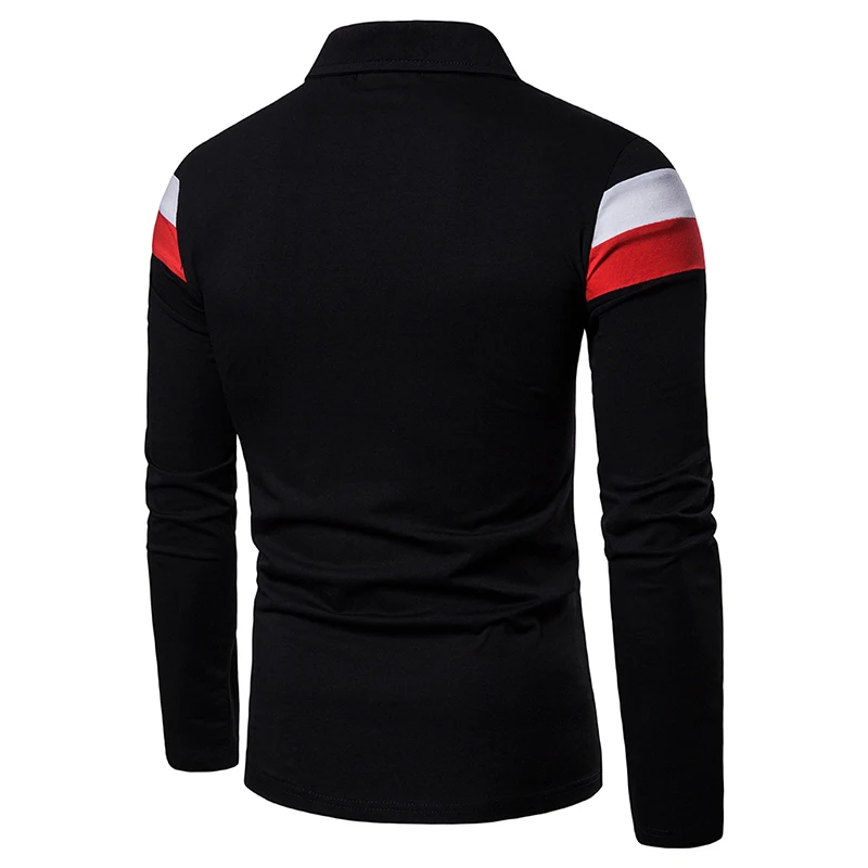 2019 бренд хит цвет Кнопка с длинным рукавом и стоячим воротником Slim Fit рубашки поло