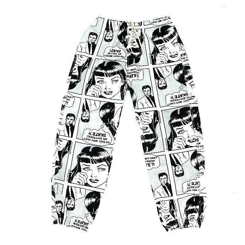 2019 весна лето японские граффити Брюки в стиле аниме модные пары брюки уличная