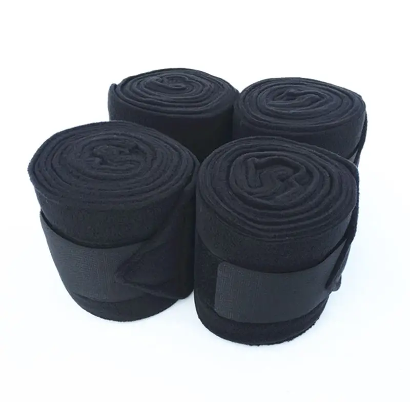 Черный 4 Pieces Polar Fleece Horse Bandage Black Soft Equestrain Horse Leg Wraps Bandage - Цвет: Черный