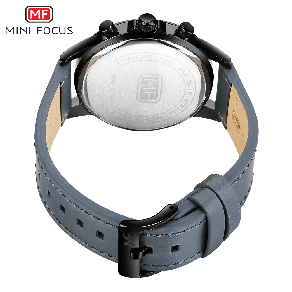 MINIFOCUS Лидирующий бренд мужские часы роскошные модные с кожаным ремешком