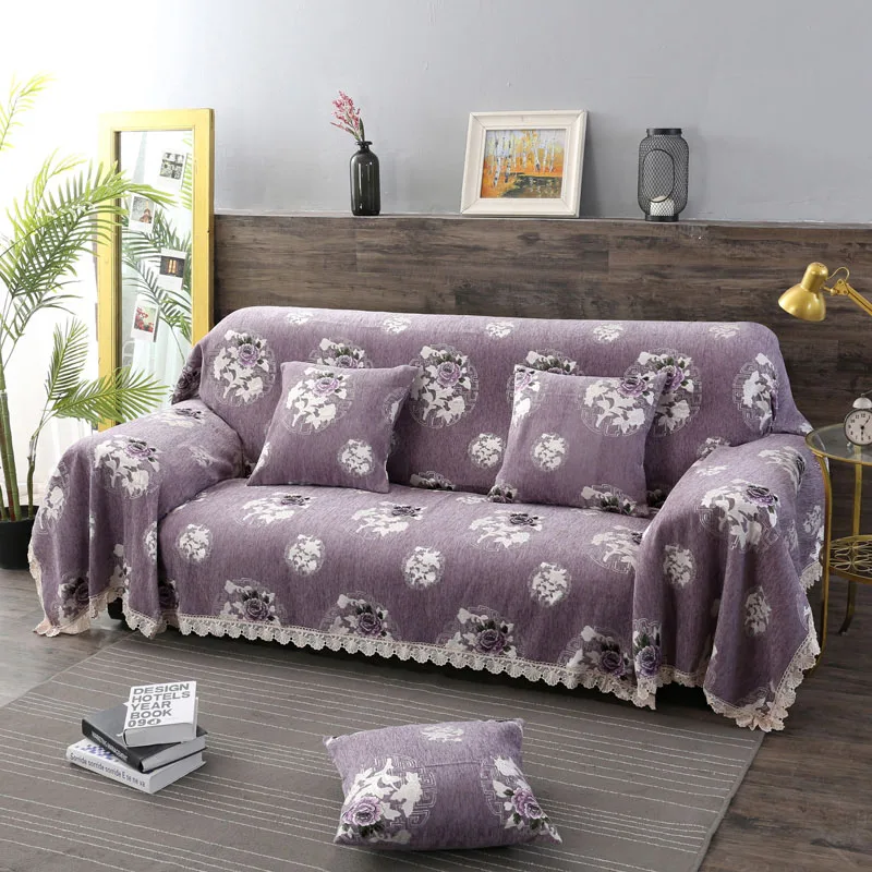 Color 2 Fyjafon Sofa Cover Chenille Dustproof Sofa Cover Printed Couch Covers Multi-size Slipcover - Цвет: Color 2