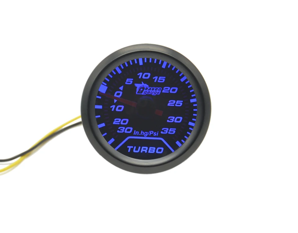 Dragon gauge Unuversal 2 дюймов солнцезащитные очки черный корпус синий светильник Авто турбины турбо вакуум в. hg Boost Gauge