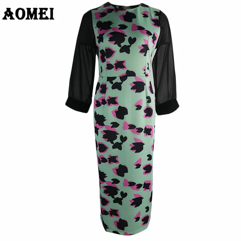 Women Bodycon Dress Slim Sexy Tight Package Hip Patchwork Chiffon Sleeves Clothes Robes Femme Fashion 2019 Spring New Arrival | Женская