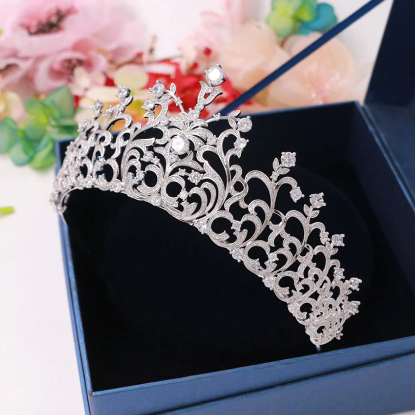 

CZ Elegant Heart Trendy Wedding Hair Accessories Bridal Tiaras Silver Color Headpiece Simple Hair Jewellery Head Decoration