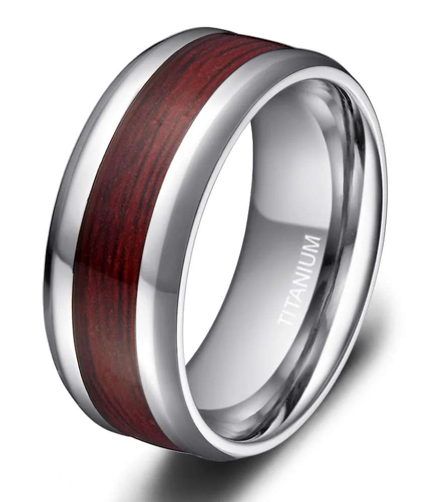 So men 8 мм мужское кольцо из натурального дерева с инкрустацией из титана обручальное кольцо модное деревянное мужское обручальное кольцо anillos hombre размер США 5-14