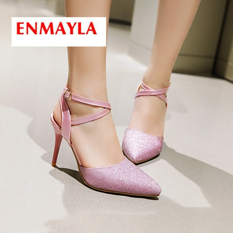ENMAYLA 2019 Новое поступление Базовая очень высокая блестящая ткань женская обувь