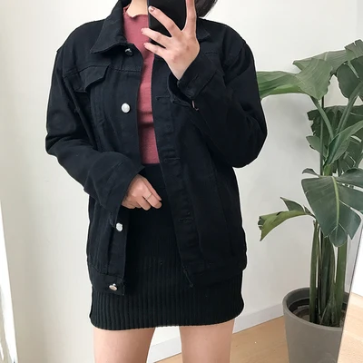 2 цвета 2017 корейский стиль Осень Ins однотонная джинсовая куртка женские куртки