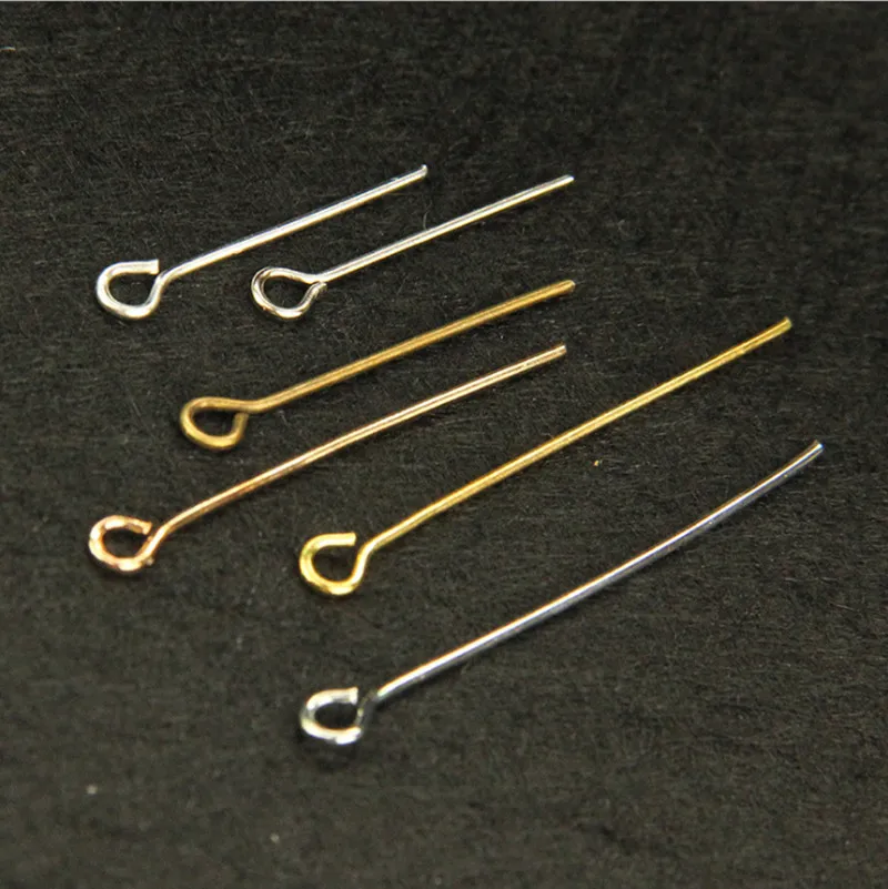 

200pcs/bag 18/20/24/30/35/40mm Round Eye Pins Gold/Silver/Gun Black /Rhodium Headpins For Jewelry Findings Making DIY Supplies