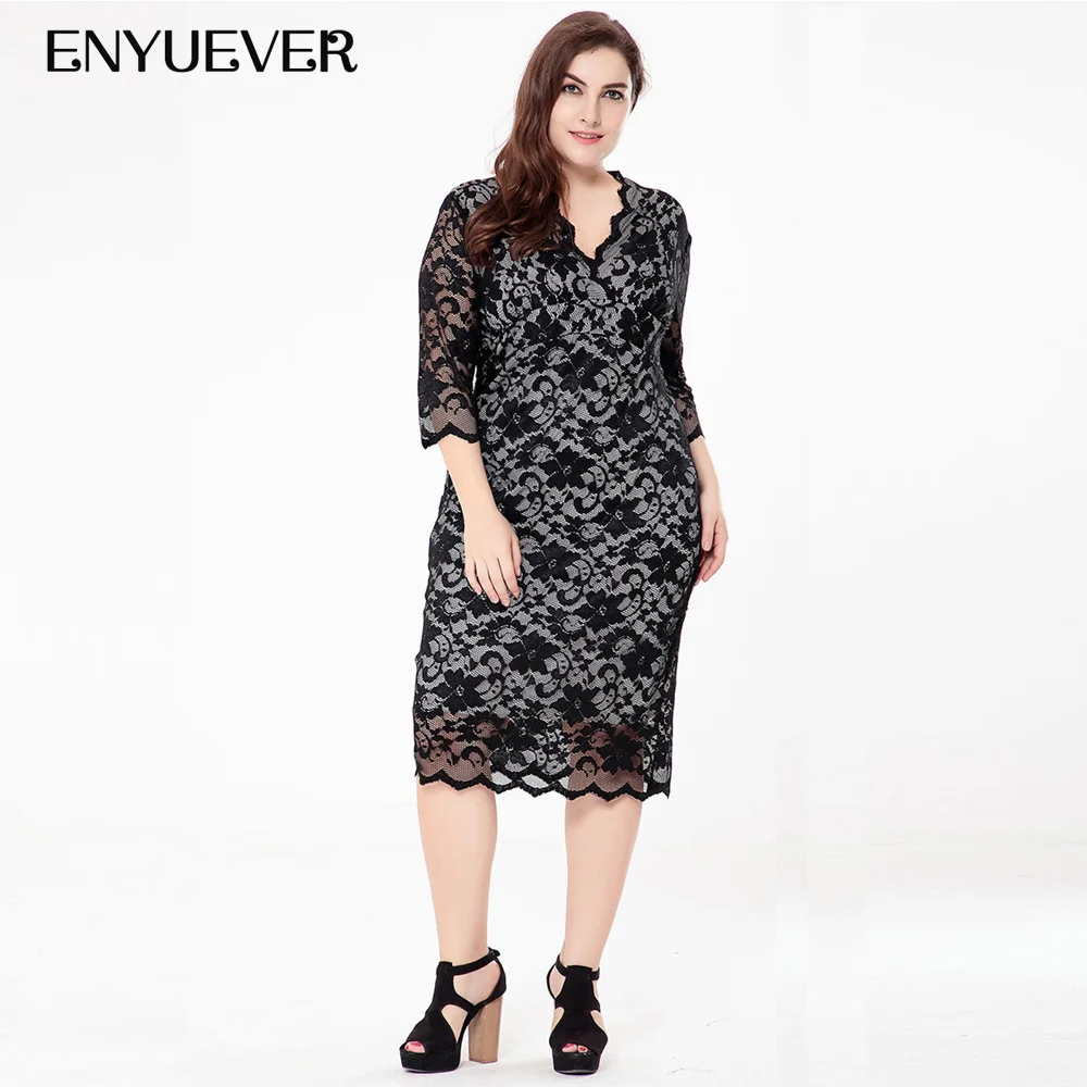 Enyuever плюс Размеры Офисные наряды для Для женщин 5XL 6XL Осень Элегантный Половина
