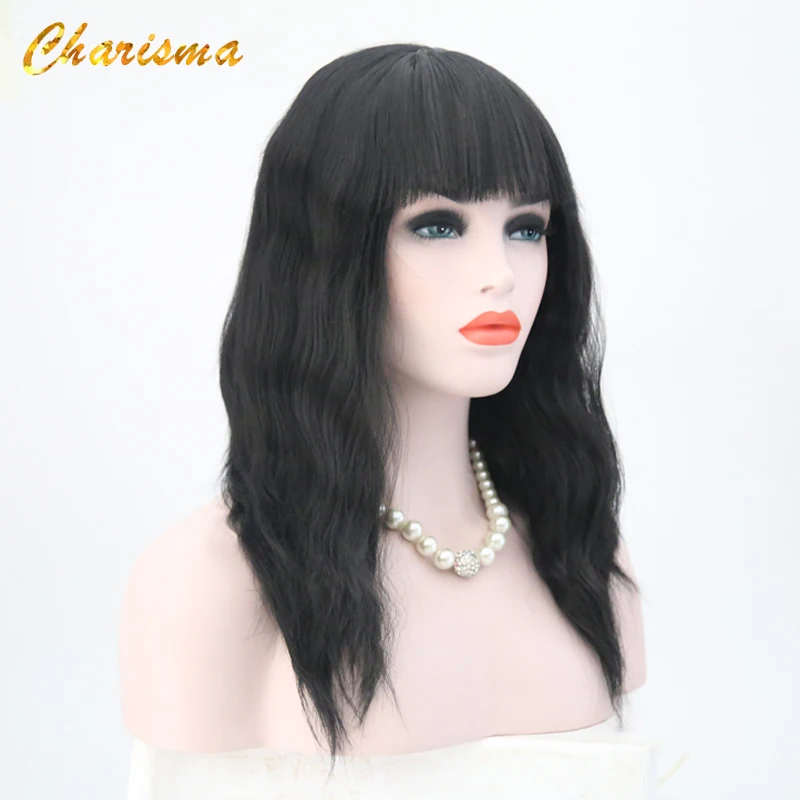 Парики из синтетического кружева Charisma парик натуральных волн 18 ''# 1B цветной с