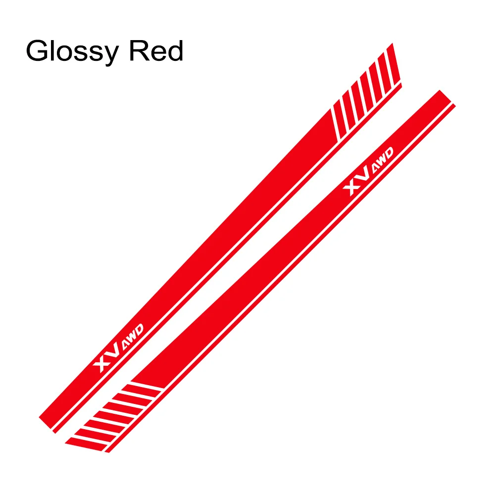Glossy Red Автомобильные длинные Боковые Полосатые наклейки, виниловая пленка, гоночный спортивный стиль, наклейки для автомобилей для Subaru XV, Стайлинг, тюнинг, автомобильные аксессуары - Название цвета: Glossy Red