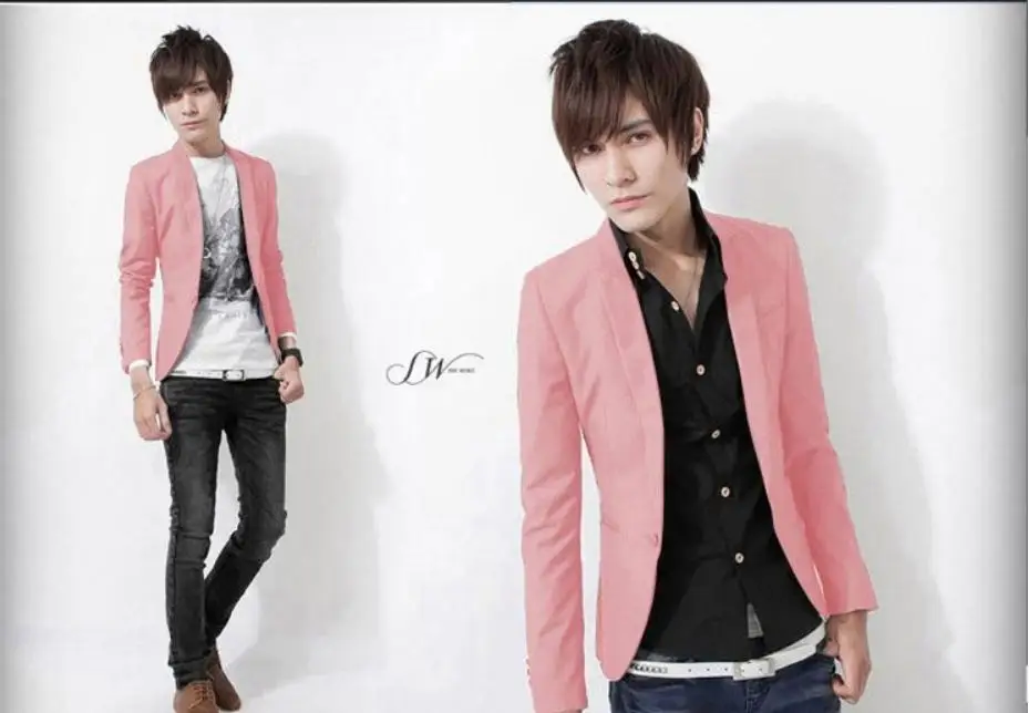 Повседневный мужской костюм на одной пуговице синий Блейзер открытом воздухе