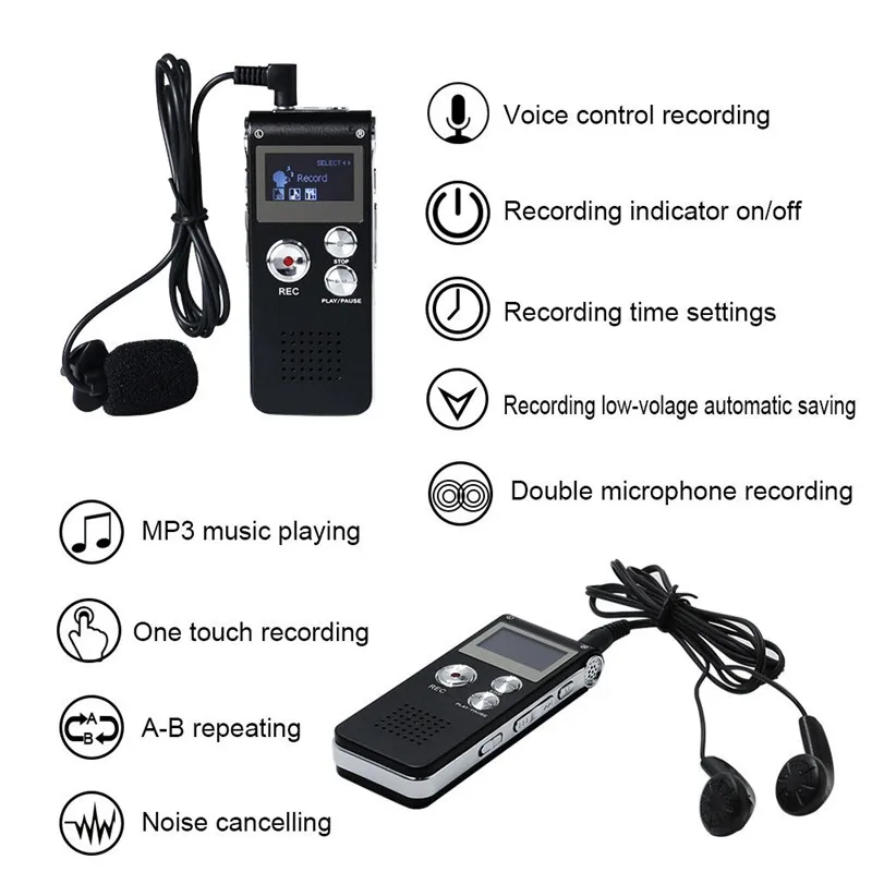 Portable Mini Digital Voice Recorder 8gb MP3 Dictaphone for Telephone Usb Flash Drive Pendrive Pen with Audio Player | Электроника