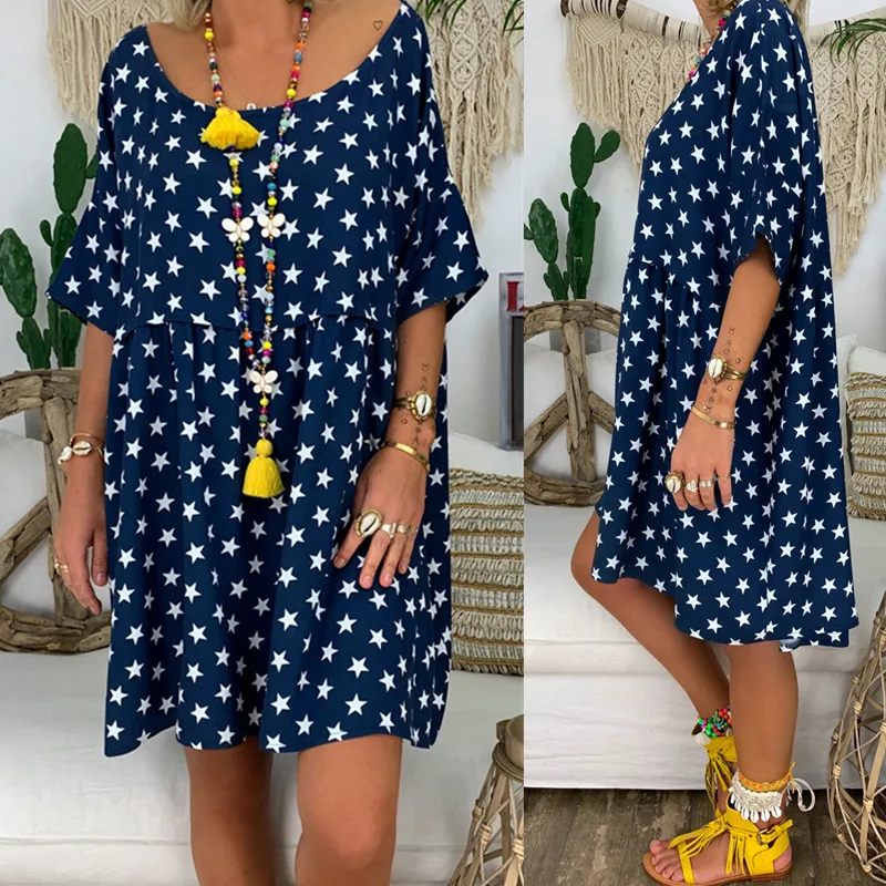 Летнее женское платье 2019 винтажное пикантное богемное пляжное туника в горошек