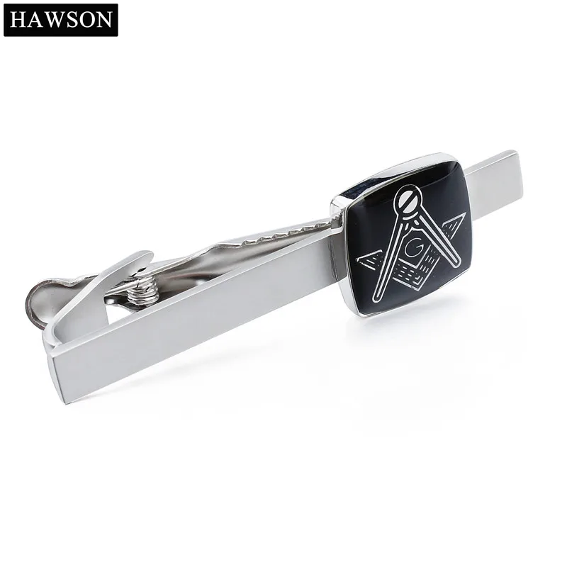 

Skinny Tie Clip with Free-Mason Pattern HAWSON Brand Necktie Bar Pin for Mens