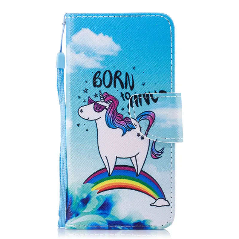 Для iPhone X кожаный флип чехол для Coque Apple кошелек сумка с единорогом Кот цветок