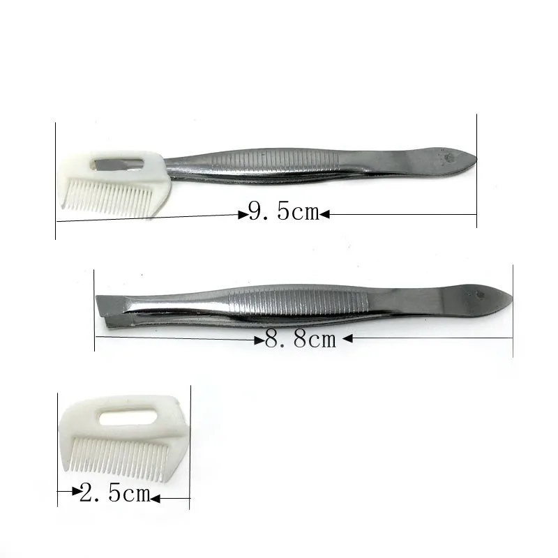 ZHANGDI NEW double-purpose metal bevel tweezers + plastic eyebrow brush Z284005 | Красота и здоровье