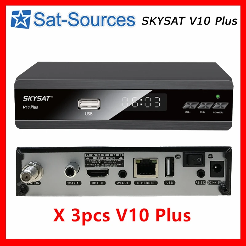 [3 шт.] спутниковый ресивер SKYSAT V10 Plus Поддержка IPTV m3u cccamd Newcamd Cline Youtube Autoroll Powervu Biss WiFi телеприставка