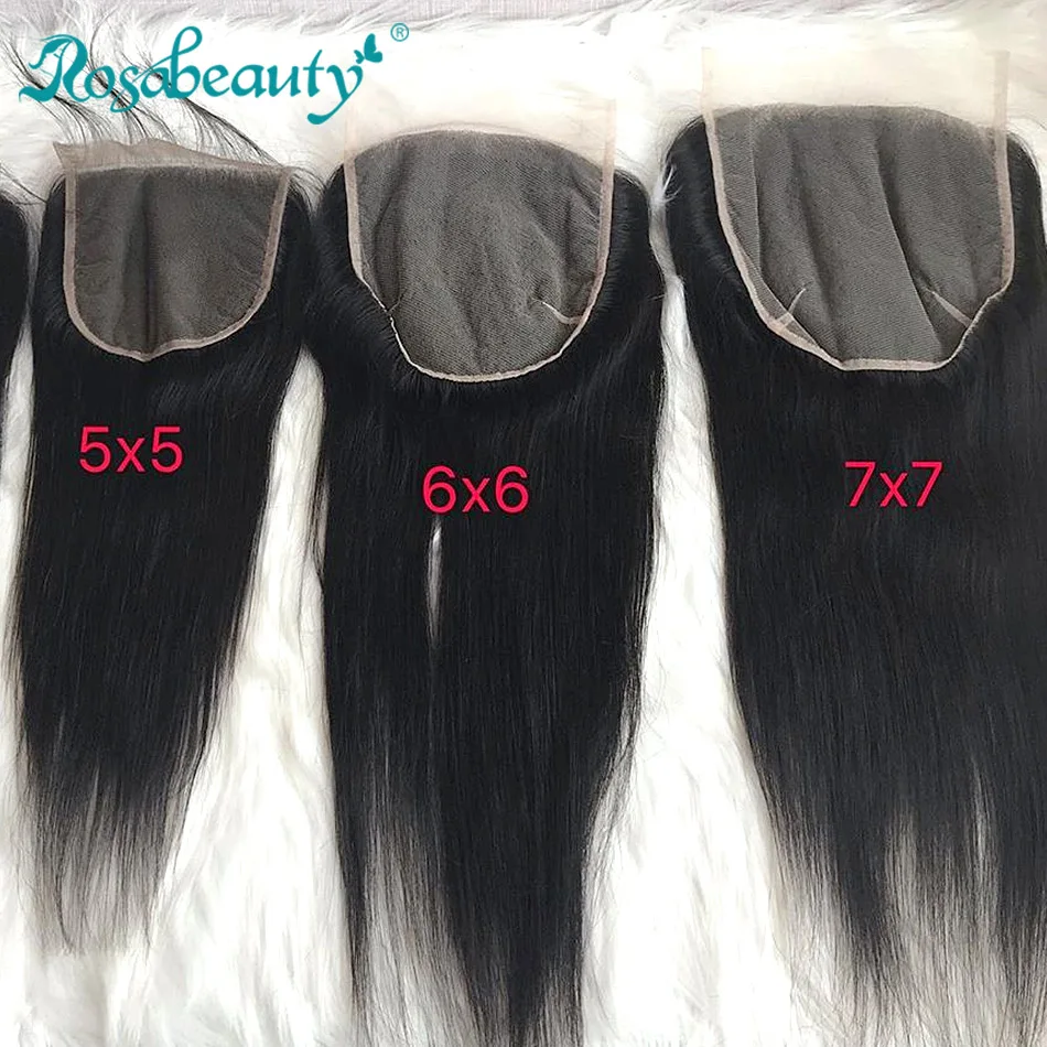Rosabeauty 7x7 прямые волосы Кружева Закрытие бразильские человеческие девственные