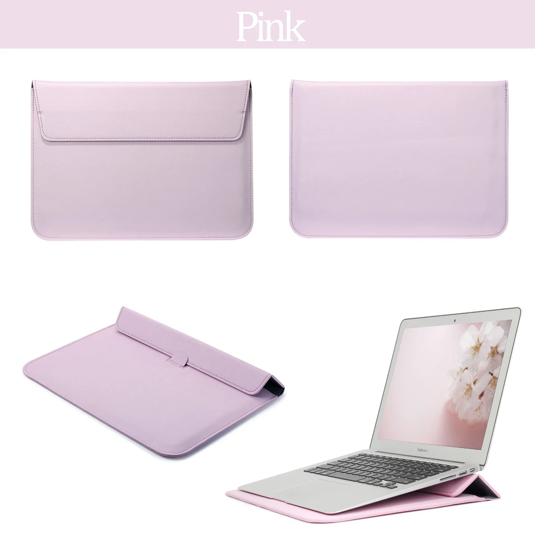 Кожаная почтовая сумка для MacBook New Air 13 A1932 для Mac Book Air 13 A1466 A1369 Pro retina New Pro 13 15 чехол для ноутбука - Цвет: Розовый