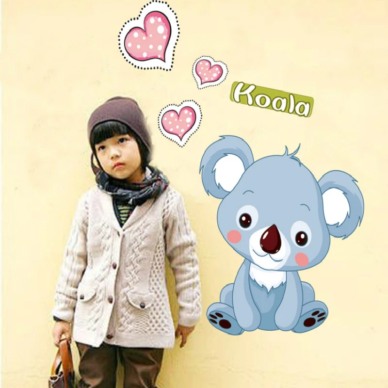 Мультфильм коала настенные наклейки сердечки животные виниловые на стену