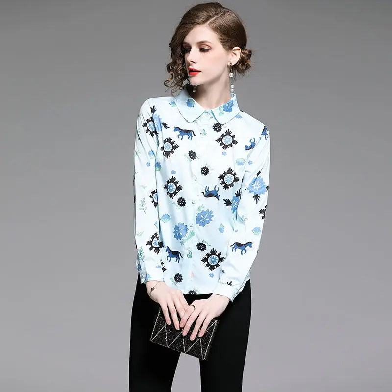 Новая весенняя модная женская блузка с принтом лошади из мультфильма вечерние